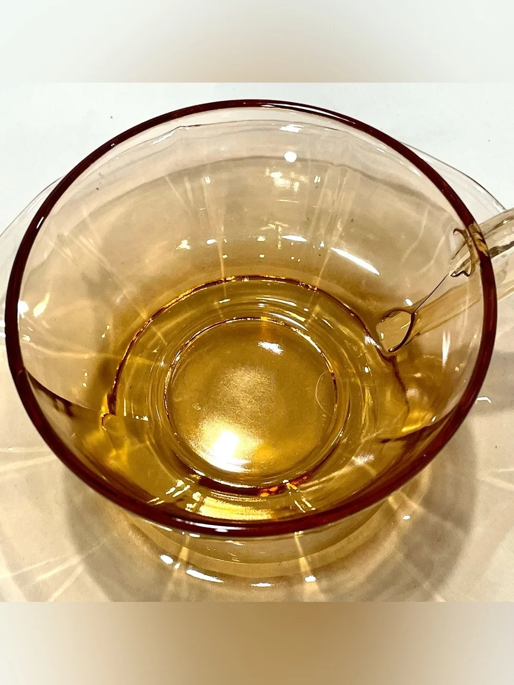 💥3/$50 Pair (2) Fostoria Glass Vintage Amber Glass Tea Cup & Saucer Set | EUC